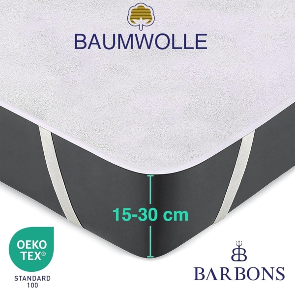 BARBONS Matratzenschoner 120x200 2er - Oeko-TEX Zertifiziert wasserdichte Matratzenauflage Inkontinenzunterlage waschbar Atmungsaktiv (120x200 cm 2er Set) Bild 3