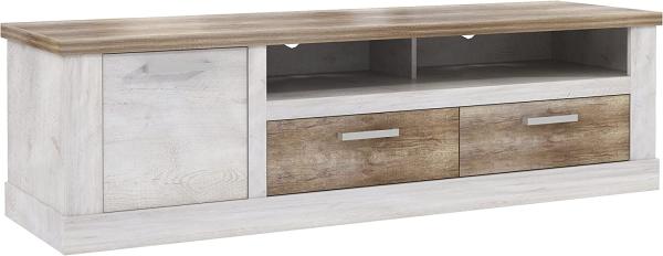 FORTE Duro TV-Unterschrank, Holzwerkstoff, Weiß/Beige/Braun, 179,2 x 52 x 52 cm