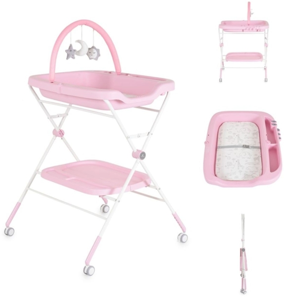 Cangaroo Wickeltisch Croco klappbar Spielbogen Räder Bremse höhenverstellbar rosa