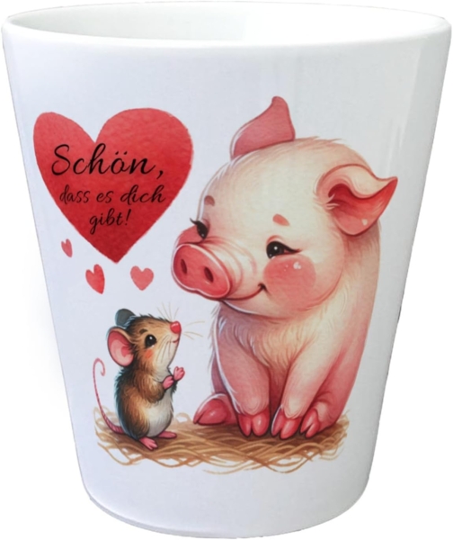 speecheese Blumentopf Schwein mit Maus und Herz Blumentopf Spruch Schön dass es dich gibt