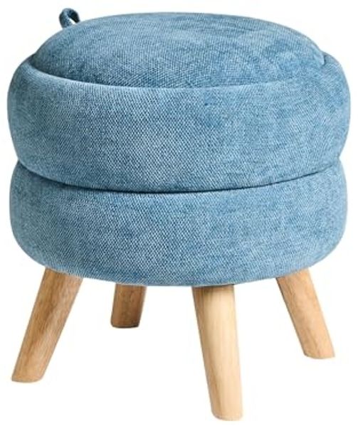 Pouf mit Stauraum HAWLEY Chenillegewebe Blau