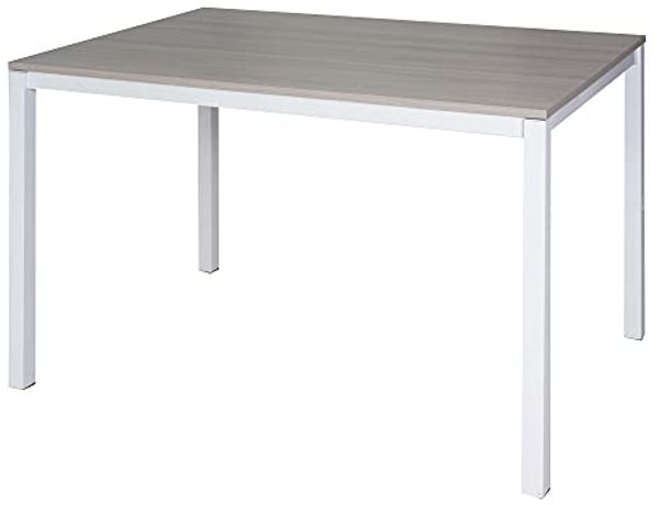 Dmora - Ausziehbarer Tisch aus lackiertem Metall und Laminatplatte, braune Farbe, 130 x 76 x 85 cm.