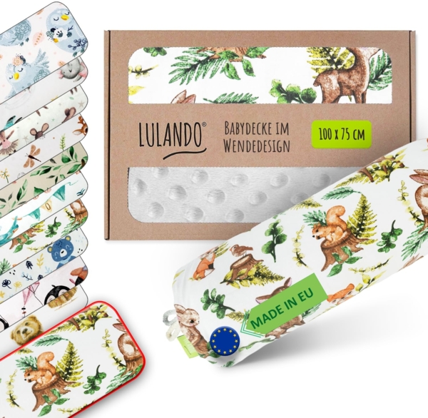LULANDO® Babydecke 100x75 cm Kuscheldecke Krabbeldecke Spieldecke aus 100% Baumwolle - Standard 100 von Oeko-Tex - Antiallergisch - Hergestellt in der EU