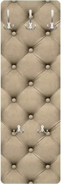 Bilderdepot24 Garderobenpaneel Design Muster Polster Beige (ausgefallenes Flur Wandpaneel mit Garderobenhaken Kleiderhaken hängend), moderne Wandgarderobe - Flurgarderobe im schmalen Hakenpaneel Design