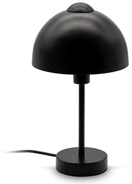 B.K.Licht - Nachttischlampe mit Kabelschalter, E14 Fassung, max. 25 Watt, Tischlampe, Lampe, Schreibtischlampe, Tischleuchte, Bürolampe, Leselampe, Leselicht, 10x32 cm, Schwarz
