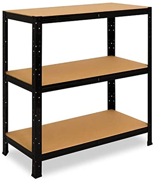 shelfplaza BLACK 90x120x60 cm Schwerlastregal in schwarz mit 3 Böden und 175 kg Traglast pro Boden