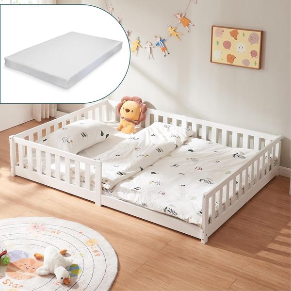 Bodenbett Tanna mit Matratze 120x200 cm Weiß [en. casa]