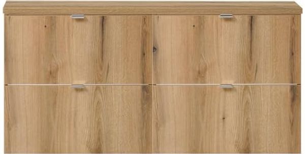 Doppelwaschtisch Skelbolu 120x60x40 cm 4 Schubladen Eicheoptik [en. casa]