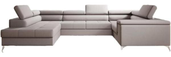 Designer Sofa Torino mit Schlaf- und Klappfunktion Stoff Beige Links