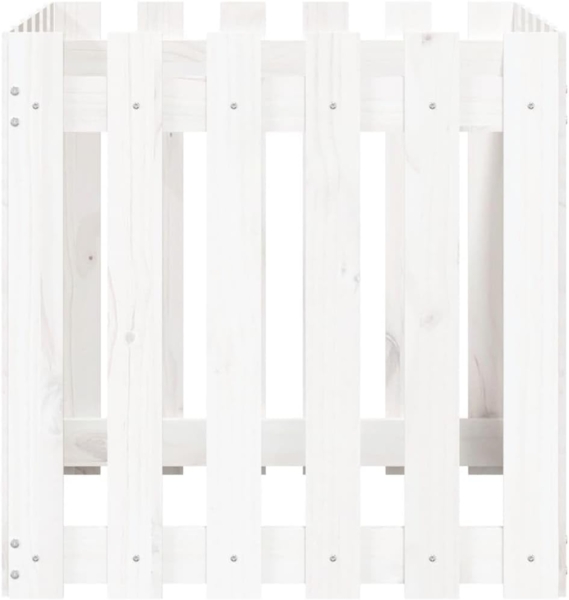 vidaXL Pflanzkübel Lattenzaun-Design Weiß 60x60x60cm Massivholz Kiefer 832458 Bild 5