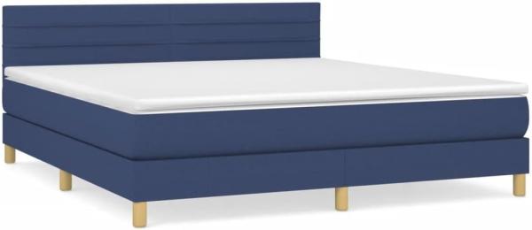 vidaXL Boxspringbett mit Matratze Blau 160x200 cm Stoff 3140711