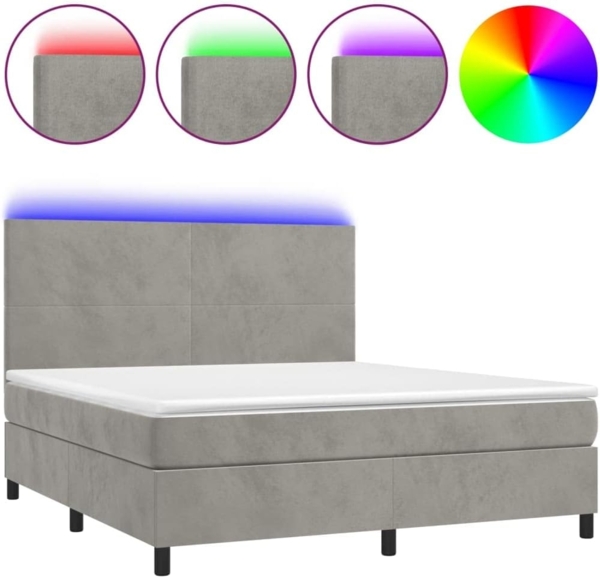 vidaXL Boxspringbett mit Matratze & LED Hellgrau 160x200 cm Samt 3136011 Bild 3
