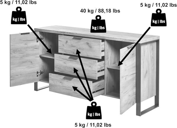 Jahnke Sideboard, Engineered Wood, Kerneiche, One Size Bild 12