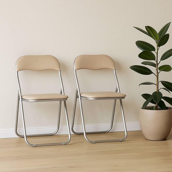 Dmora Set aus sechs Klappstühlen, Sandfarbe, Maße 43 x 47 x 78 cm