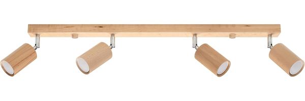 SOLLUX SL. 1042 Deckenleuchte BERG 4 Natural Holz L: 50, B: 800, H: 200, GU10/40W, dimmbar