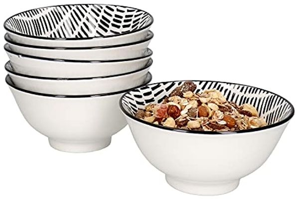 6er Set Jail Bowl-Schalen 500ml schwarz-weiß Müsli Salat Dessert Schüssel