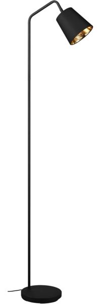 Stehleuchte BUDDY Spot schwenkbar, Metall & Stoffschirm Schwarz/Gold, Höhe 148cm