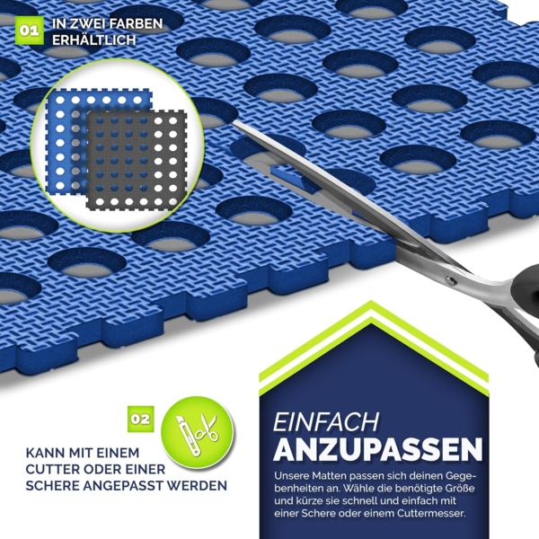 tillvex® Pool Bodenschutzmatte mit Löchern 12 Stück Blau | Unterlegmatte für Pool & Planschbecken 51x51 cm | Poolmatte Bodenmatte Outdoor | Poolunterlage Bodenschutz Matten wärmeisolierend | Whirlpool Bodenfolie weich Bild 5