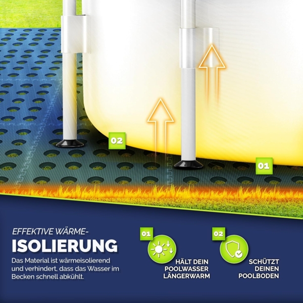 tillvex® Pool Bodenschutzmatte mit Löchern 12 Stück Blau | Unterlegmatte für Pool & Planschbecken 51x51 cm | Poolmatte Bodenmatte Outdoor | Poolunterlage Bodenschutz Matten wärmeisolierend | Whirlpool Bodenfolie weich Bild 4