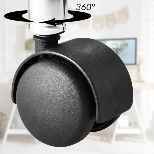 Casaria Rollhocker 2er Set Höhenverstellbar 10cm Polsterung Drehbar 51-65 cm Sitzhöhe Fußstütze Küche Büro Arbeitshocker Bürohocker Drehhocker Schwarz Bild 8