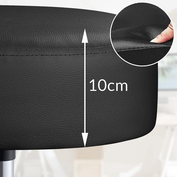 Casaria Rollhocker 2er Set Höhenverstellbar 10cm Polsterung Drehbar 51-65 cm Sitzhöhe Fußstütze Küche Büro Arbeitshocker Bürohocker Drehhocker Schwarz Bild 3