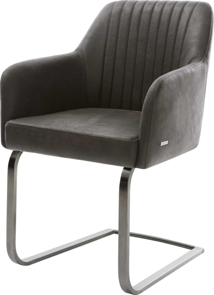 Freischwinger Greg-Flex Mikrofaser Anthrazit Vintage Freischwinger flach Graphit Taschenfederkern