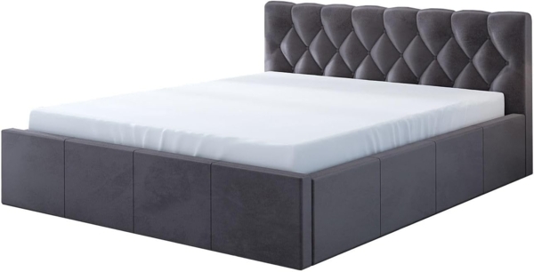 Polsterbett VOG 120x200 mit Matratze, Bettkasten und Lattenrost. Farbe: Grau 16
