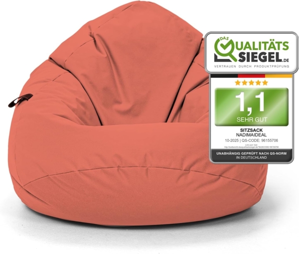 Nadimaideal Sitzsack Tropfenform Kastanie | Bodenkissen für Kinder & Erwachsene | Indoor & Outdoor | Gaming Sitzsack - Sitzkissen - Beanbag | Füllung EPS Perlen (Sunflower, XXL-Durchmesser 88 cm) Bild 1
