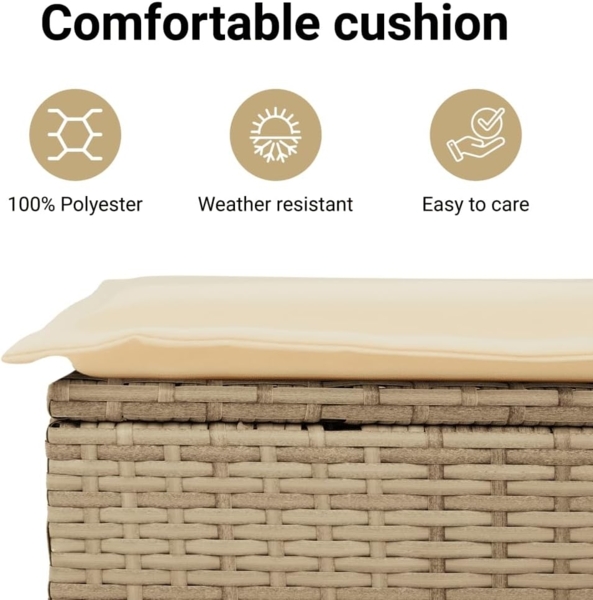 vidaXL 15-tlg. Garten-Essgruppe mit Kissen Beige Poly Rattan 3211774 Bild 5