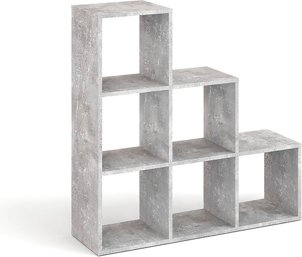 KOMTO Bücherregal Vexo Treppenregal Stufenregal - Raumteiler Regal mit 6 Fächern, Bookshelf Würfelregal 30x30 cm