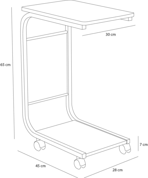 Shally Dogan Beistelltisch für Sofa und Bett, mit drehbaren Rädern, Couchtisch und Ablage, Wagen mit Aufbewahrungstasche, ideal für Wohnzimmer, Schlafzimmer, Kinderzimmer (weiß) Bild 2