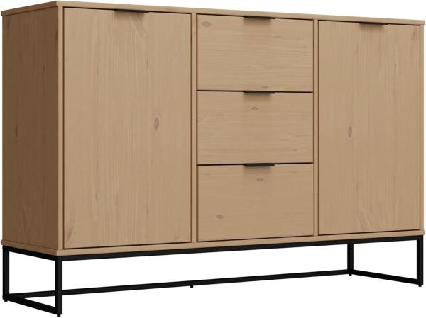 Inter Link - Kommode - Anrichte - Sideboard - 2 Türen - 3 Schubladen - Kiefer Massivholz - Oak Colori - Modern - VIVO 2T3S