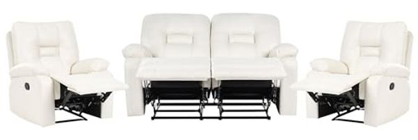 Sofa Set manuell verstellbar 4-Sitzer BERGEN Kunstleder Weiß
