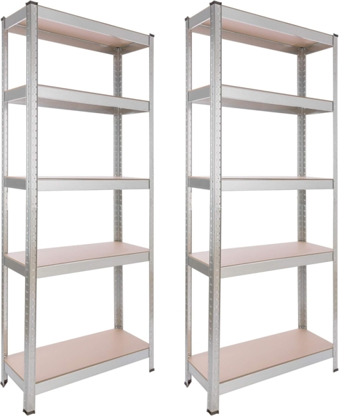 Arebos Schwerlastregal 180x75x30 cm, 350 kg Traglast, Steckregal, Lagerregal, Set 2-tlg, Flexibel einsetzbar: für Werkstatt, Garage, Keller oder Lager