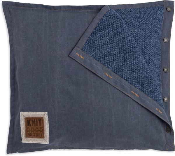 Knit Factory Rick Kissen 50x50 cm Glatt Dunkelblau Hellblau