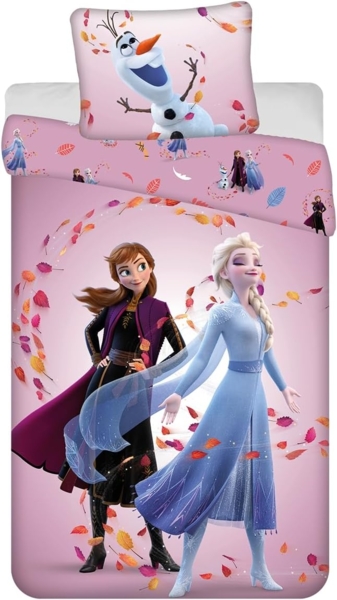 Frozen Baumwoll-Bettwäsche 140x200 cm Deckenbezug + 50x70 cm Kissenbezug mit Reißverschluss