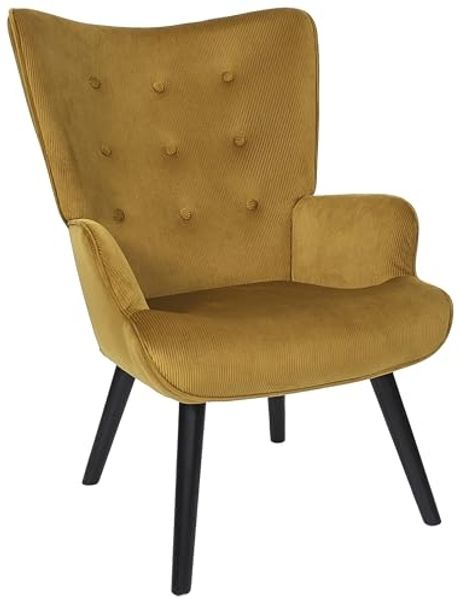 HOME DECO FACTORY, HD0365, Giulia Yellow Wohnzimmersessel, Lounge Edition, Möbel, Sitz, Sofa und Sessel, 68 x 96 x 75 cm, Sitzhöhe 43 cm, Gelb