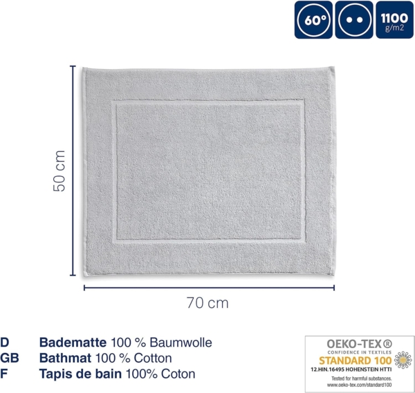 Kela Badvorleger Ladessa, 50x70 cm, 100% Baumwolle, Granitgrau, waschbar bei 60° C, für Fußbodenheizung geeignet, 23314 Bild 3