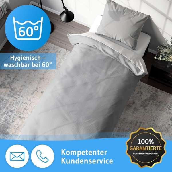 Mako-Satin Bettwäsche Grau / Weiß 135x200 + 80x80 Bild 4