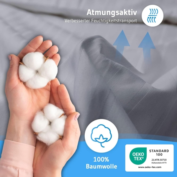 Mako-Satin Bettwäsche Grau / Weiß 135x200 + 80x80 Bild 3