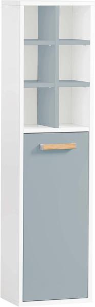 Schildmeyer Frida Highboard, Holzwerkstoff, weiß/taubenblau, 30,4 x 21,8 x 115,6 cm