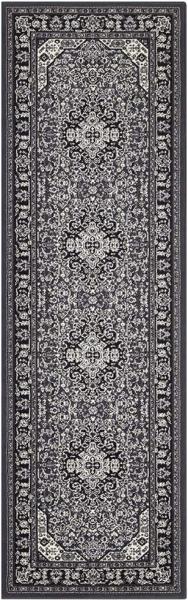 Orientalischer Kurzflor Teppich Skazar Isfahan Dunkelgrau - 80x250x0,9cm