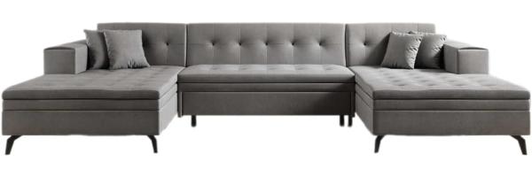 Designer Sofa Vivana mit Schlaffunktion Samt Grau