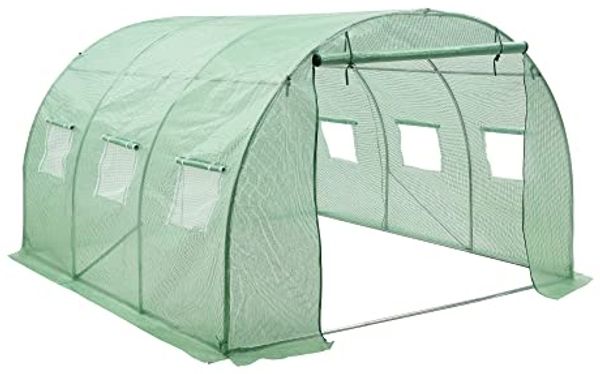 Gewächshaustunnel Dornbirn 300x300x200cm PE-Gitterfolie Grün [en. casa]