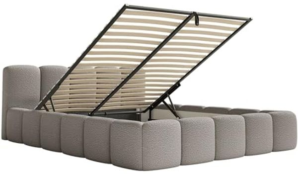 Selsey Polsterbett 140x200 cm Modernes Design, Stabiler Metallrahmen mit Gasdruckfedern Legend-Stoffbezug in Grau Bett mit Bettkasten Maximale Belastung 250 kg Bild 4