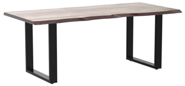 junado Baumkantentisch 200x100 cm Indira, nussbaumfarbig, Esszimmertisch aus Akazie, Holz-Tisch mit schwarz lackierten Beinen Bild 5