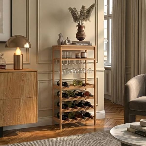 Weinregal Fillby 100x47x29 cm Bambus Natur [en. casa]