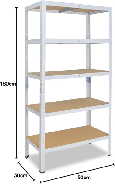 shelfplaza HOME 180x30x50 cm Schwerlastregal in weiß mit 5 Böden und 175 kg Traglast pro Boden Bild 2