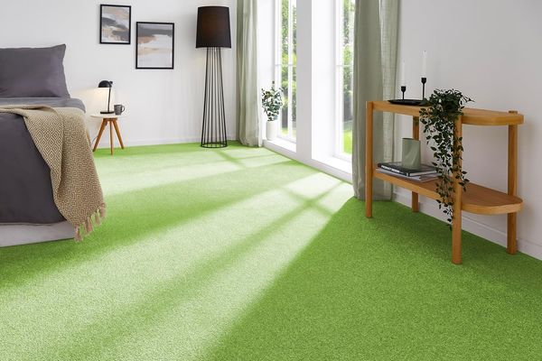 andiamo Teppichboden Izmir für Wohnzimmer und Kinderzimmer - Teppichboden Meterware zum Verlegen - Teppichbelag mit hoher Trittschalldämmung - weicher Teppichboden 400x550 cm Grün