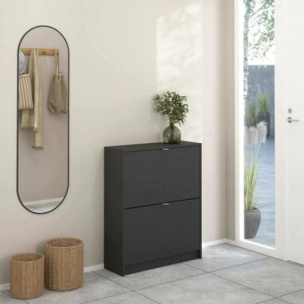 Dmora - Schuhschrank Hughette, Schuhregal, Mehrzweck-Eingangsgarderobe, Möbel für Schuhe, 70x24 h85 cm, Grau